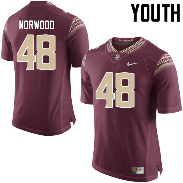 Youth #48 Vernon Norwood Florida State Seminoles College Football Jerseys-Garnet - Click Image to Close
